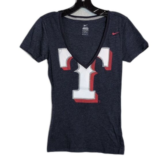 Nike MLB Texas Rangers V Neck Blue Tee Women's XS - Picture 1 of 3